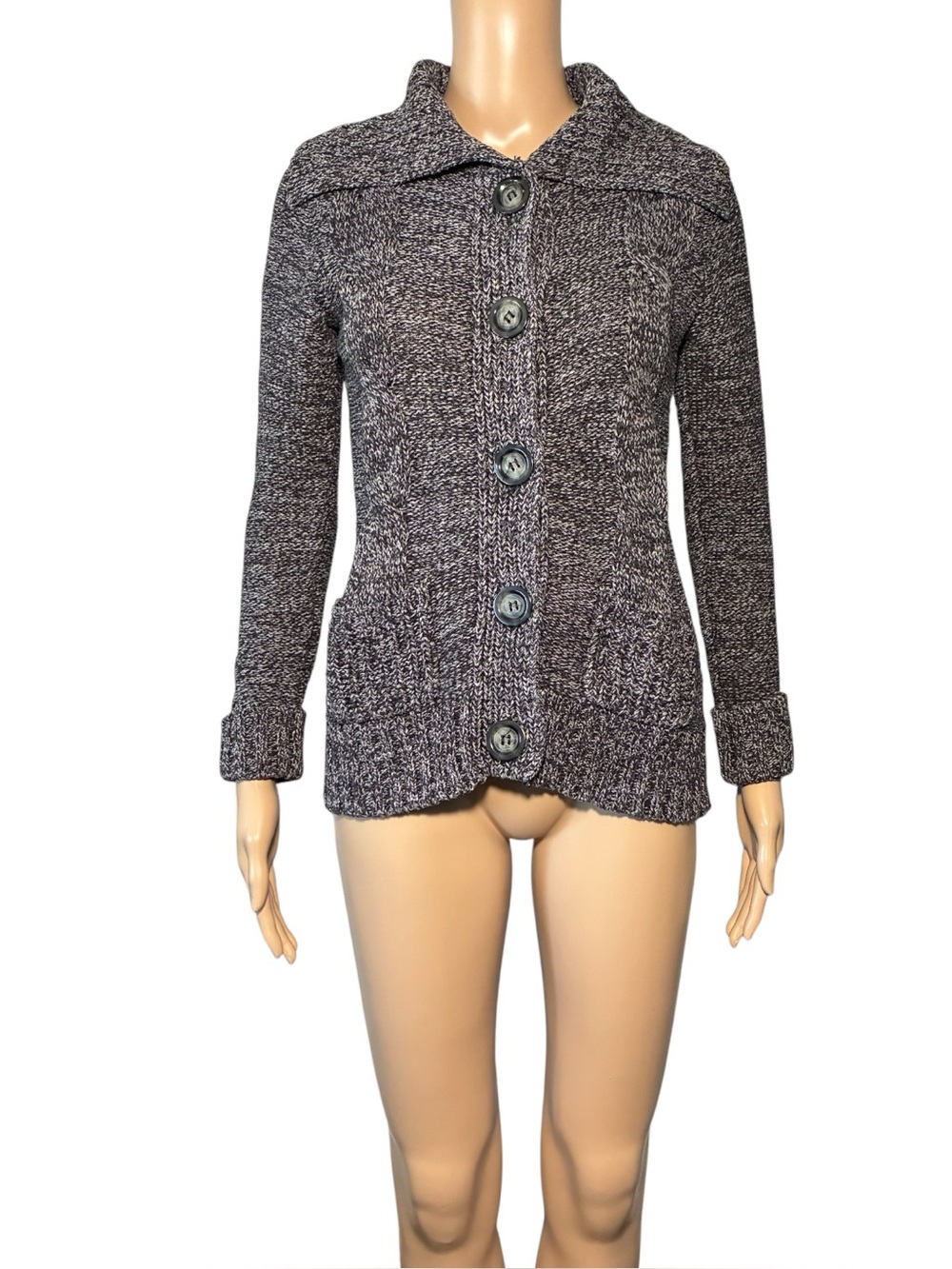 Style & Co Women's Sweater SizeS Y2K Button Up Cardigan Long Sleeve Cotton Blend